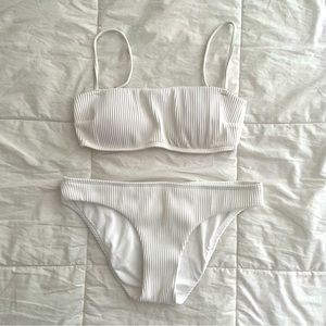 White Ribbed Bikini Set